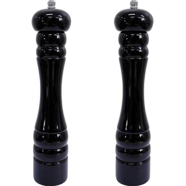 2PK LVD Timber Wooden Sleek Tall Salt/Pepper Grinder Large 5x5x27cm Black