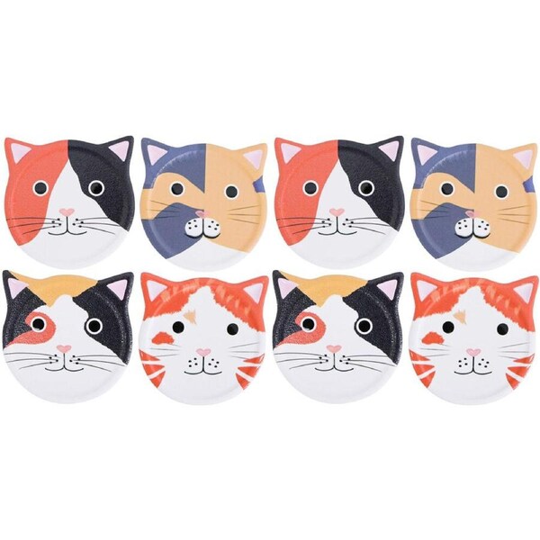 2x 4pc LVD Ceramic Coffee Table Decor Coasters Set 10.5x0.5x10.5cm Cat Faces