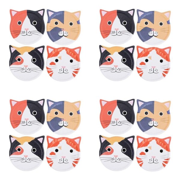 4x 4pc LVD Ceramic Coffee Table Decor Coasters Set 10.5x0.5x10.5cm Cat Faces