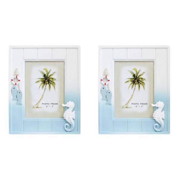 2PK LVD Wooden Glass Picture/Photo Coastal Frame 5x7 21x26x1.5cm Beachside