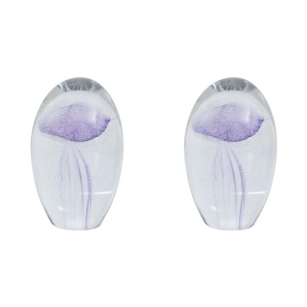 2PK LVD Mini Clear Glass Sea Jellyfish Home Decoration 5x5x8cm Purple