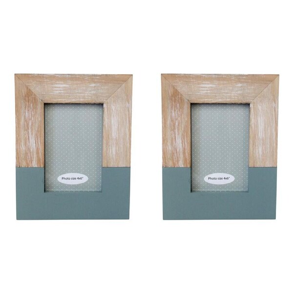 2PK LVD Pinewood Modern Glass Photo/Picture Frame 4x6 18x23x2cm Denim