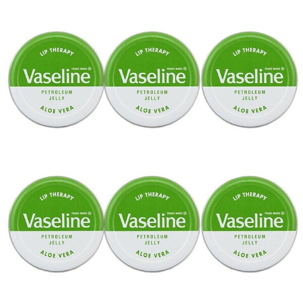 6PK Vaseline Lip Therapy Petroleum Moisturising Jelly Balm 20g Aloe Vera