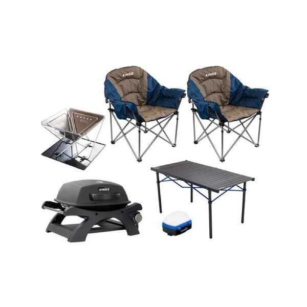 PREMIUM CAMPING PACK fire pit gas barbecue table sofa chair lantern
