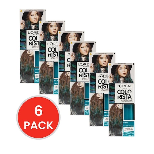 L'Oreal Paris Colorista Washout Hair Colour Turquoise 80mL (6 Pack)
