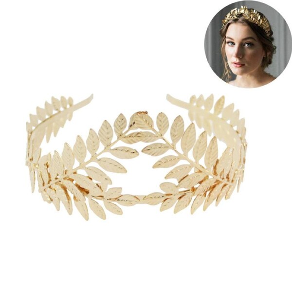 Nevenka Retro Metal Crown Maple Leaf Hair Accessory for Wedding Banquet-Gold