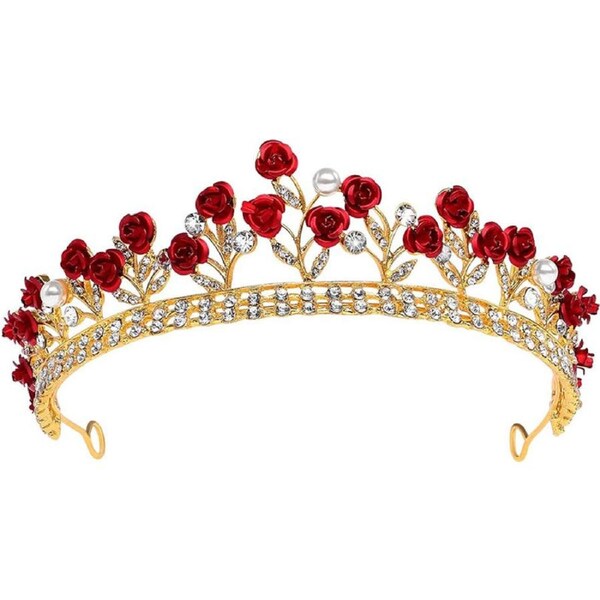 Nevenka Sparkly Rose Crown Eleganta Rhinestone Tiara for Wedding Banquet