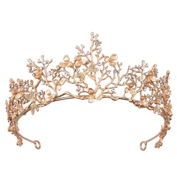 Nevenka Baroque Tiara with Rhinestone for Women Girls Wedding Headpieces