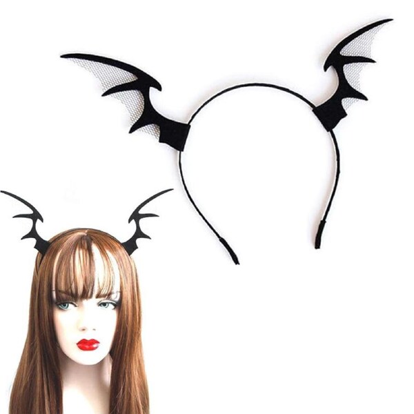 Nevenka Black Devil Wings Lace Headband for Halloween Party Cosplay