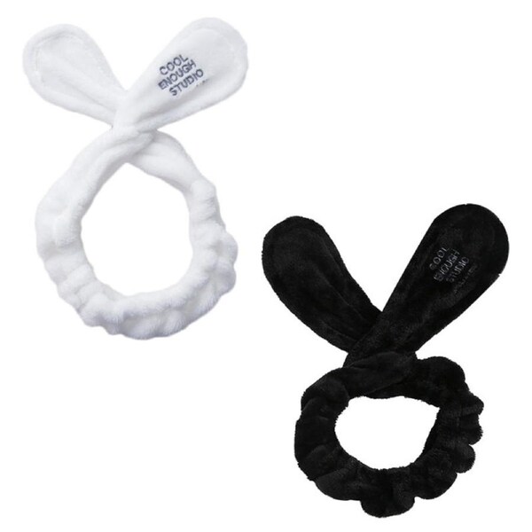 Nevenka 2 Pcs Rabbit Ear Headband Soft Coral Fleece for Washing Face-Set A