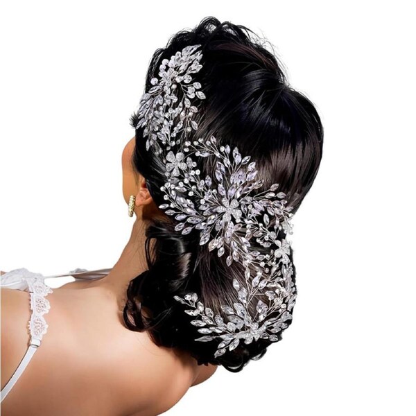 Nevenka Wedding Rhinestone Headpieces Elegant Lengthen Headband for Brides