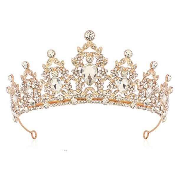 Nevenka Queen Crown Luxurious Rhinestones Tiara for Wedding Prom Party-6