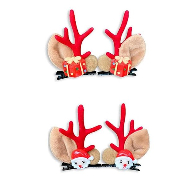 Nevenka 2 Pairs Cute Christmas Hair Clips with Reindeer Antlers for Women-Set C