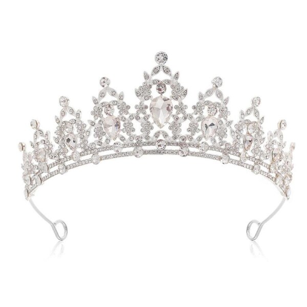 Nevenka Queen Crown Luxurious Rhinestones Tiara for Wedding Prom Party-1