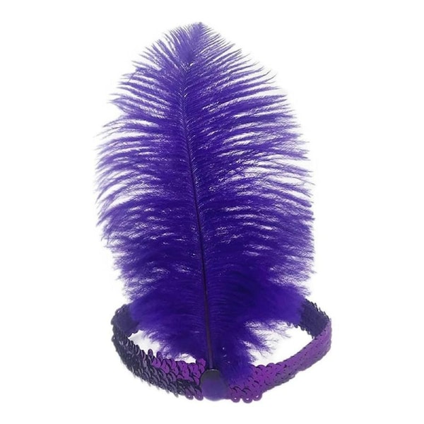 Nevenka Ostrich Feather Headpieces 1920s Flapper Headband for Party-Purple