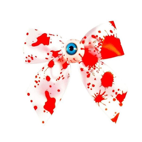 Nevenka Bloody Eyeball Bow Ribbon Hair Barrettes for Halloween Cosplay
