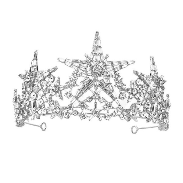 Nevenka Star Rhinestone Crowns Bridal Headpieces for Wedding Party-Silver