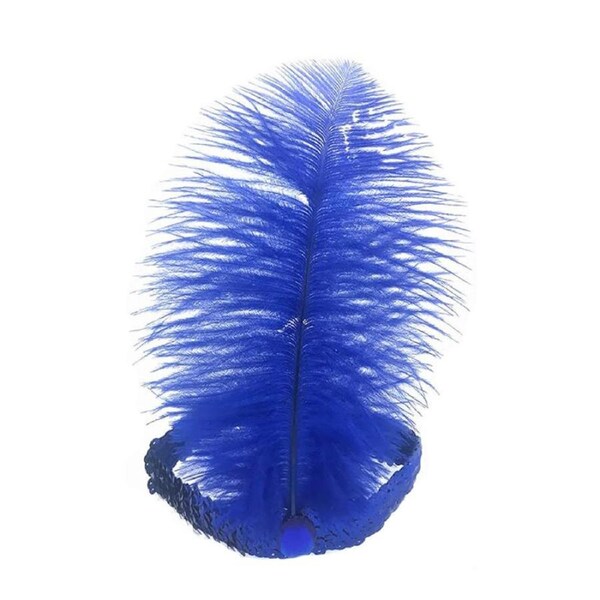 Nevenka Ostrich Feather Headpieces 1920s Flapper Headband for Party-Blue