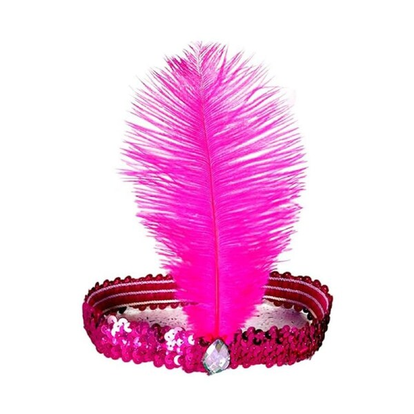Nevenka Ostrich Feather Headpieces 1920s Flapper Headband for Party-Pink