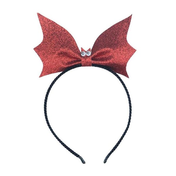 Nevenka Shimmeringy Bat Headband Halloween Headpiece Costume Props-Red