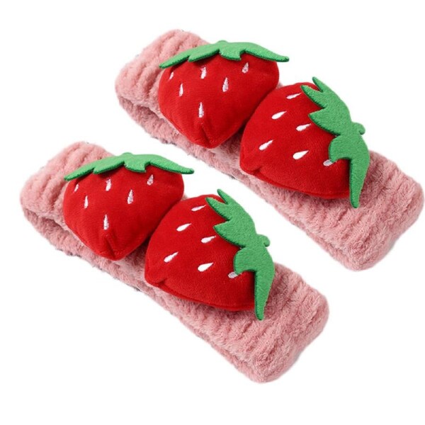 Nevenka 2 Pcs Cute Strawberry Headbands Soft for Makeup Washing Face-Pink2