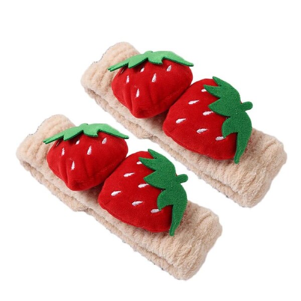 Nevenka 2 Pcs Cute Strawberry Headbands Soft for Makeup Washing Face-Beige