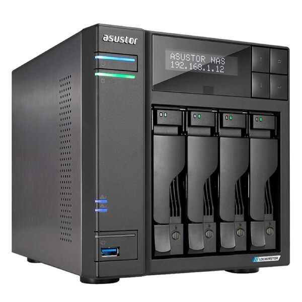 Asustor Lockerstor Gen2 Intel Celeron N5105 Quad-Core Jasper Lake 2.0 GHz 4GB RAM Tower NAS (AS6704T)
