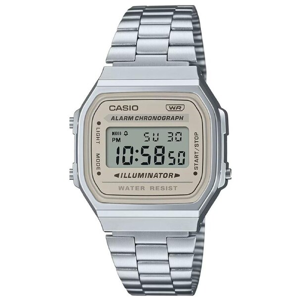 Casio Silver/Light Beige Classic Retro Style Unisex Digital Watch A168WA-8A