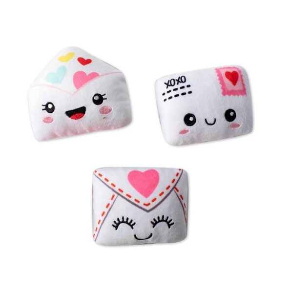 Sealed With A Kiss 3 Mini Plush Squeaker Dog Toy