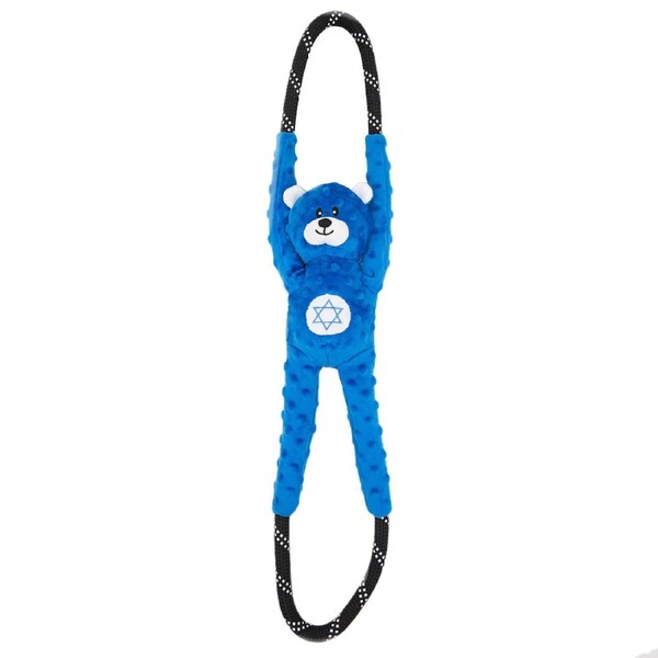 Hanukkah RopeTugz Plush Squeaker Dog Toy - Bear