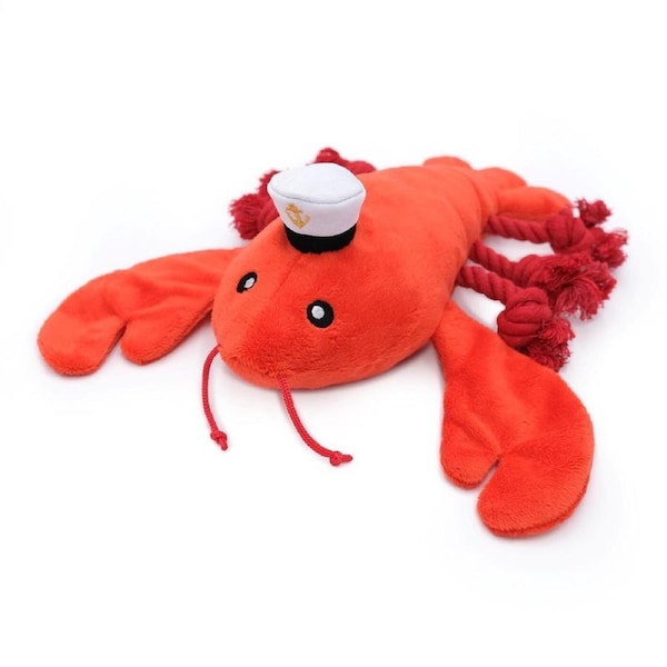 Luca the Lobster Plush Squeaker Rope Dog Toy - 34cm