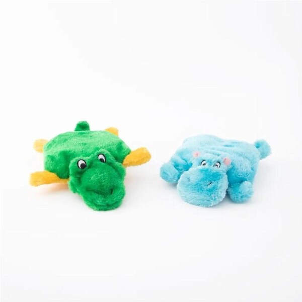 Squeakie Pads Blaster Squeaker Dog Toy (Hippo & Alligator), 2 Pack