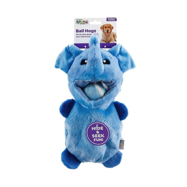 Hide-a-Ball Hogz Dog Toy with 3 Tennis Balls (Elephant)