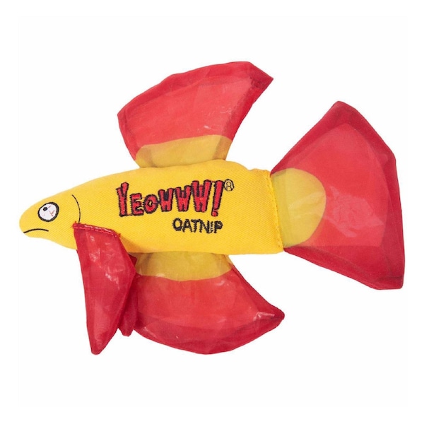 Mo Betta Fish Cat Toy with Pure American Catnip (Red)