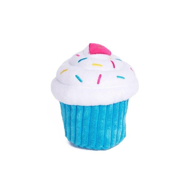 Cupcake Plush Squeaker Dog Toy (Blue)