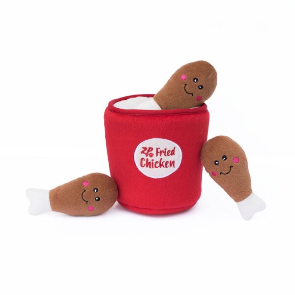 Zippy Burrow Interactive Dog Toy - Bucket of Chicken