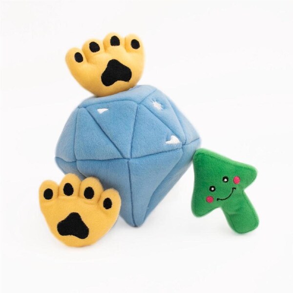 Burrow Interactive Dog Toy - Diamond & Paws with 3 Squeaker Toys
