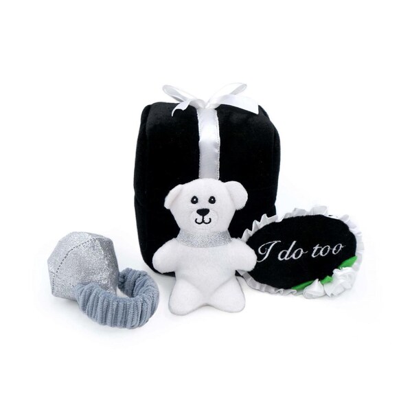 Zippy Burrow Interactive Squeaker Dog Toy (Wedding Ring Box with 3 toys)