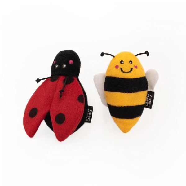 ZippyClaws Cat Toy, 2 Pack (Ladybug and Bee)