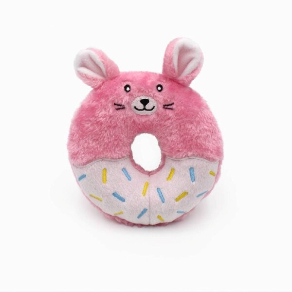 Donutz Buddies Plush Squeaker Dog Toy - Bunny