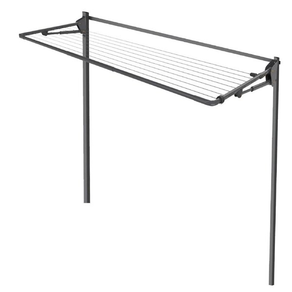 Hills Folding Frame 2.4m Wide Compact Clothesline + Post Kit in Monument
