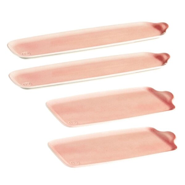 Emile Henry Ceramic Appetizer Platter Pack of 4 Platters in Rose / Pink