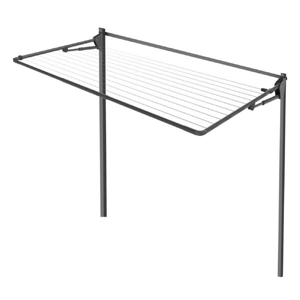 Hills Folding Frame 2.4m Wide Single Clothesline + Post Kit in Monument
