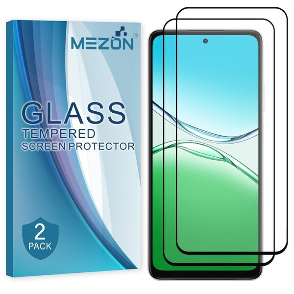 [2 Pack] Full Coverage OPPO A5 5G Tempered Glass Crystal Clear Premium 9H HD Screen Protector by MEZON (OPPO A5 5G, 9H Full)
