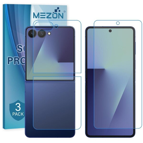 [3x in 1] Samsung Galaxy Z Flip7 Premium Clear Edge-to-Edge Full Coverage Hydrogel Screen Protector Film by MEZON (Galaxy Z Flip 7, Hydrogel) – FREE EXPRESS