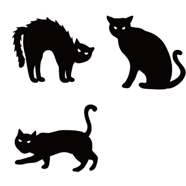 JOYBUY Outdoor Halloween Decorations – Black Cat Silhouette with Stakes, 3pcs