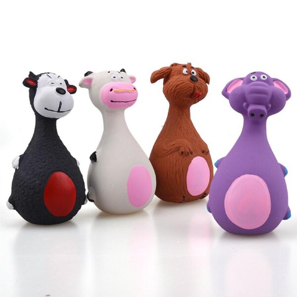 4-pack 6x13cm latex squeaky puppy chew toy for pets