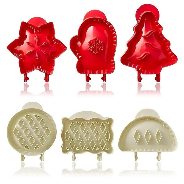 6PCS Mini Pie Molds, Dough Presser Pocket Pie Molds for Baking Mini Pie Maker,Heart, Snowflake, Christmas Tree Shapes