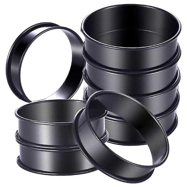 8Pack Crumpet Rings English Muffin Rings 4 Inch - Stainless Steel Double Rolled Tart Rings Upgrade Round Metal Cooking Pastry Ring Molds for baking