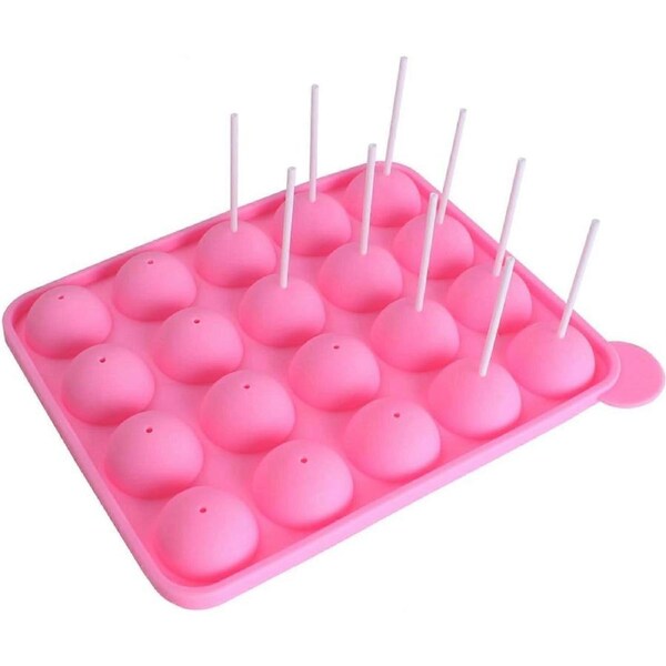 20 Cavity Silicone Pink Lolly Pop Party Cupcake Baking Mold Cake Pop Stick Mold Tray